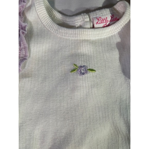 Little Lass Baby Girls 12M Lavender White Floral Tutu Skirt and Bodysuit Set - Picture 3 of 8